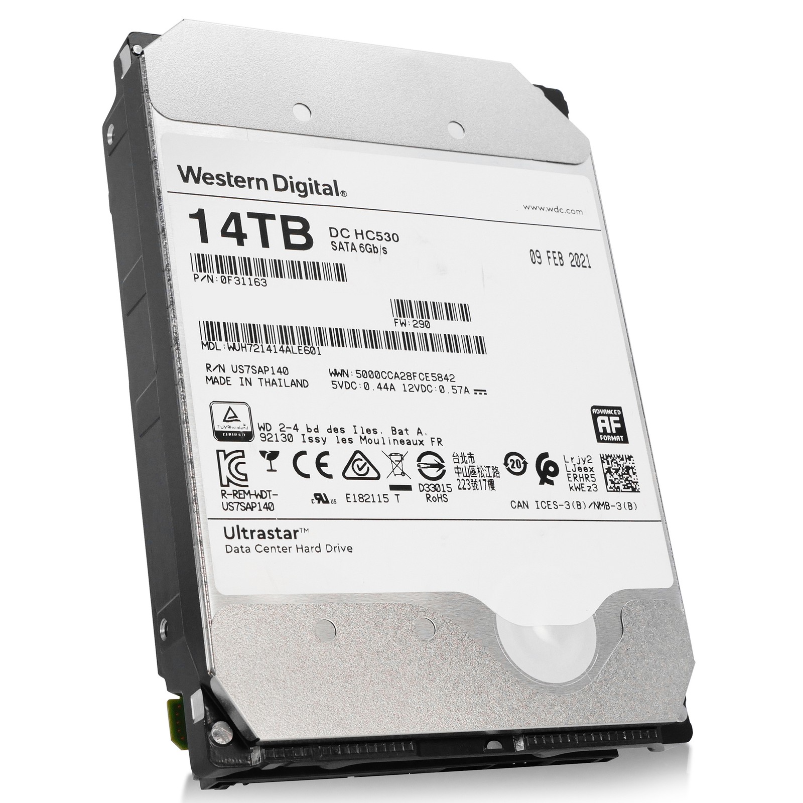 WD Ultrastar DC HC530 14TB WUH721414ALE601 0F31163 512MB 512e SATA