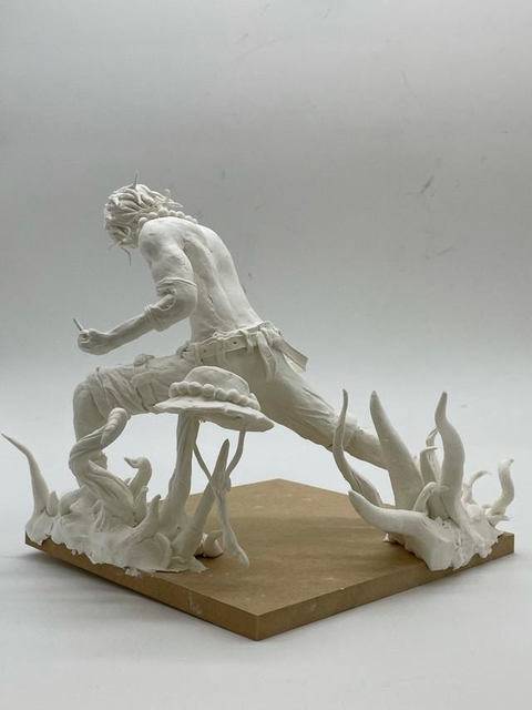 石粉粘土で作った有機的彫刻 オブジェ