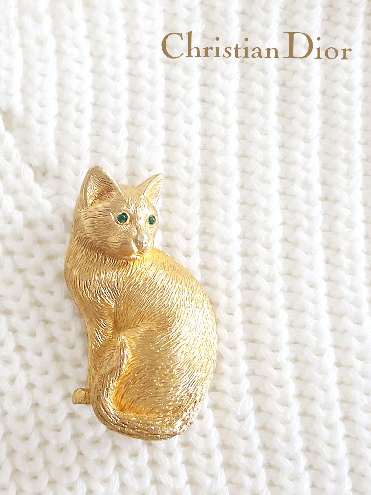 クリスチャン・ディオール ブローチ 猫 アンティーク ヴィンテージ 激