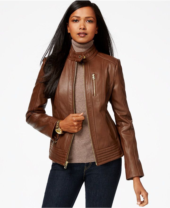 MICHAEL KORS レザージャケット ダークブラウン MICHAEL KORS ブラウン