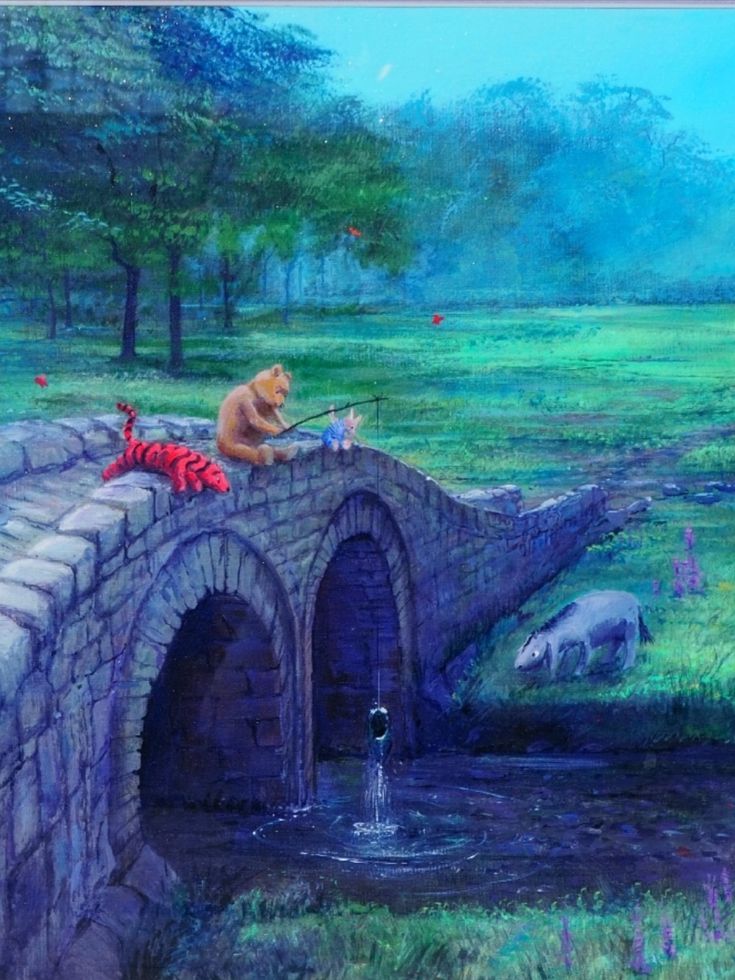 絵画 ピーターエレンショー＆ハリソン プーさんの小枝 作品保証書付