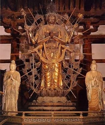 奈良東大寺 本尊不空羂索観音菩薩 遠藤実実兄筆 油彩 稀少品