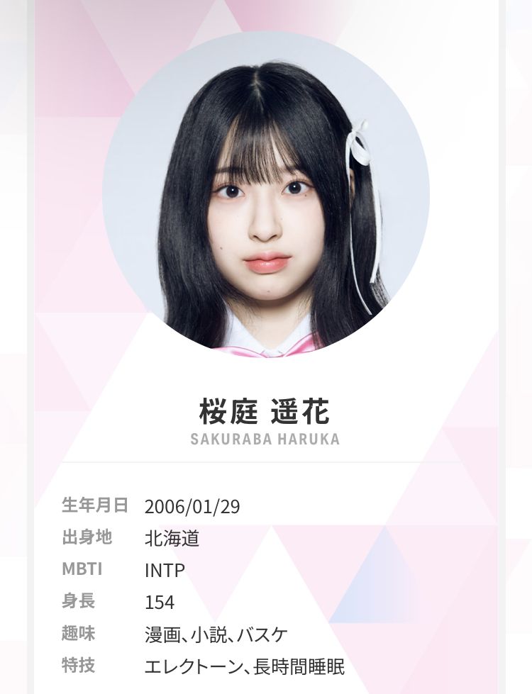 桜庭遥花 IDカード FINALIST *໒꒱⋆ ┊✧ 桜庭遥花 ( #SAKURABAHARUKA ）