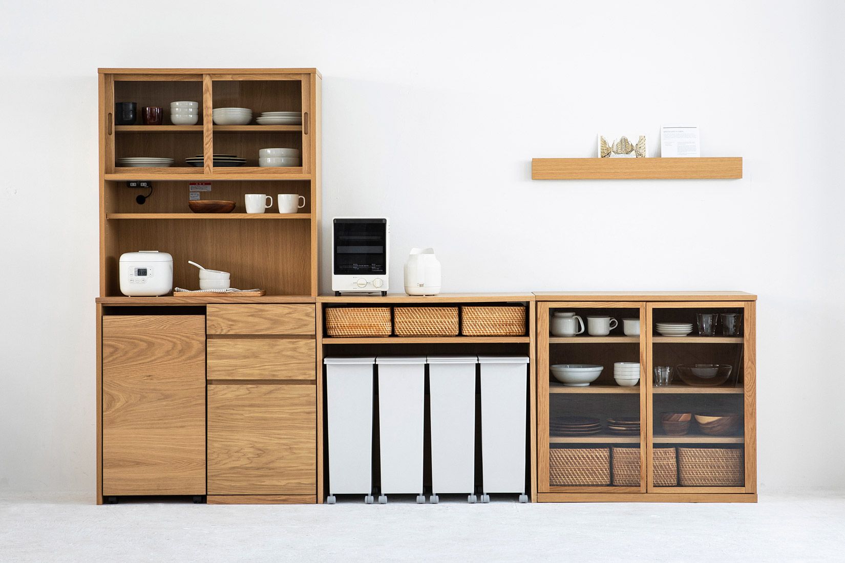 無印良品】廃盤/希少品 オーク材 食器棚 観音開き ユニットシェルフ