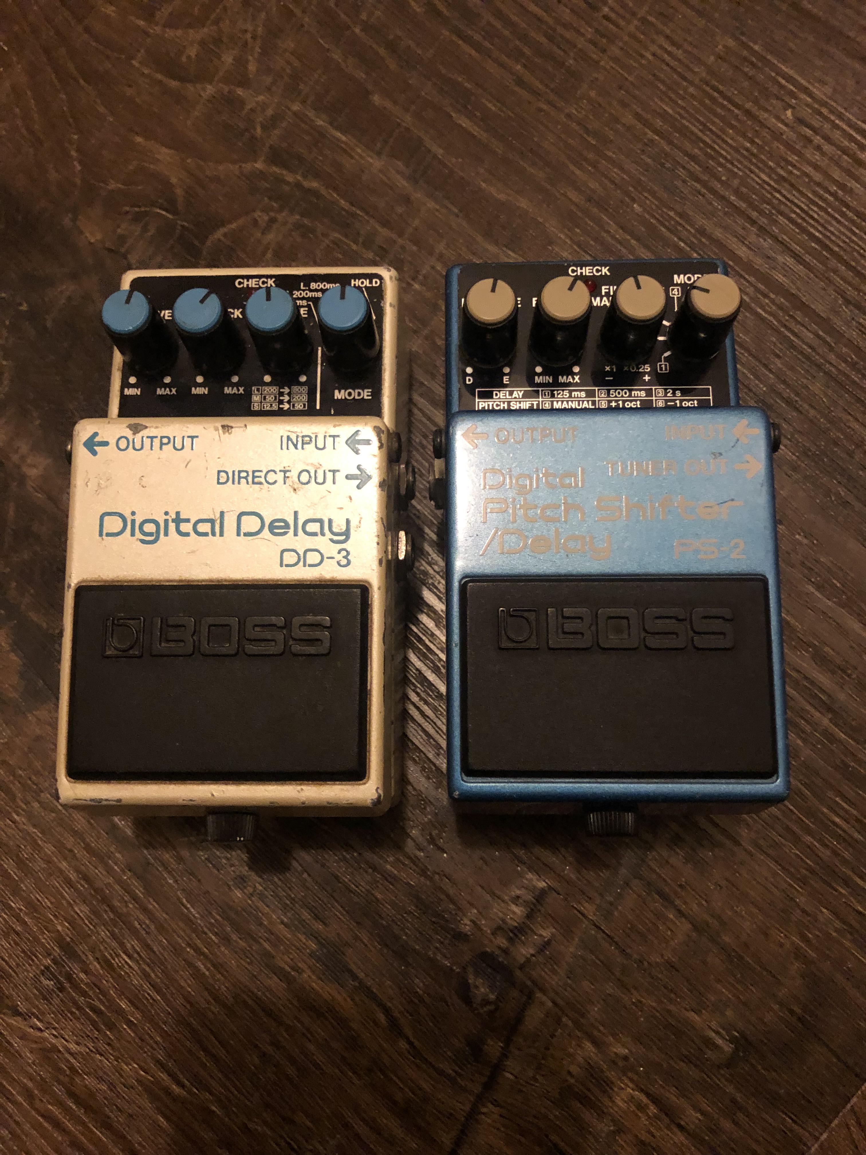 NPD x2 Boss DD-3 (1986-1990 model with DD-2 chip) and Boss PS-2