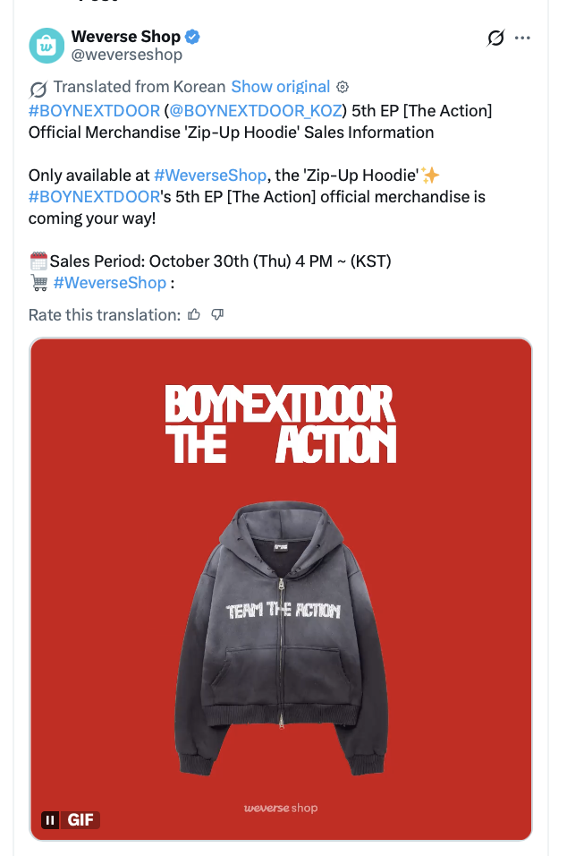 251027 BOYNEXTDOOR 5th EP [The Action] Official Merchandise 'Zip