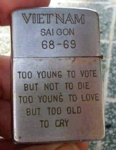 An original Zippo lighter of American soldiers in Vietnam, 1968