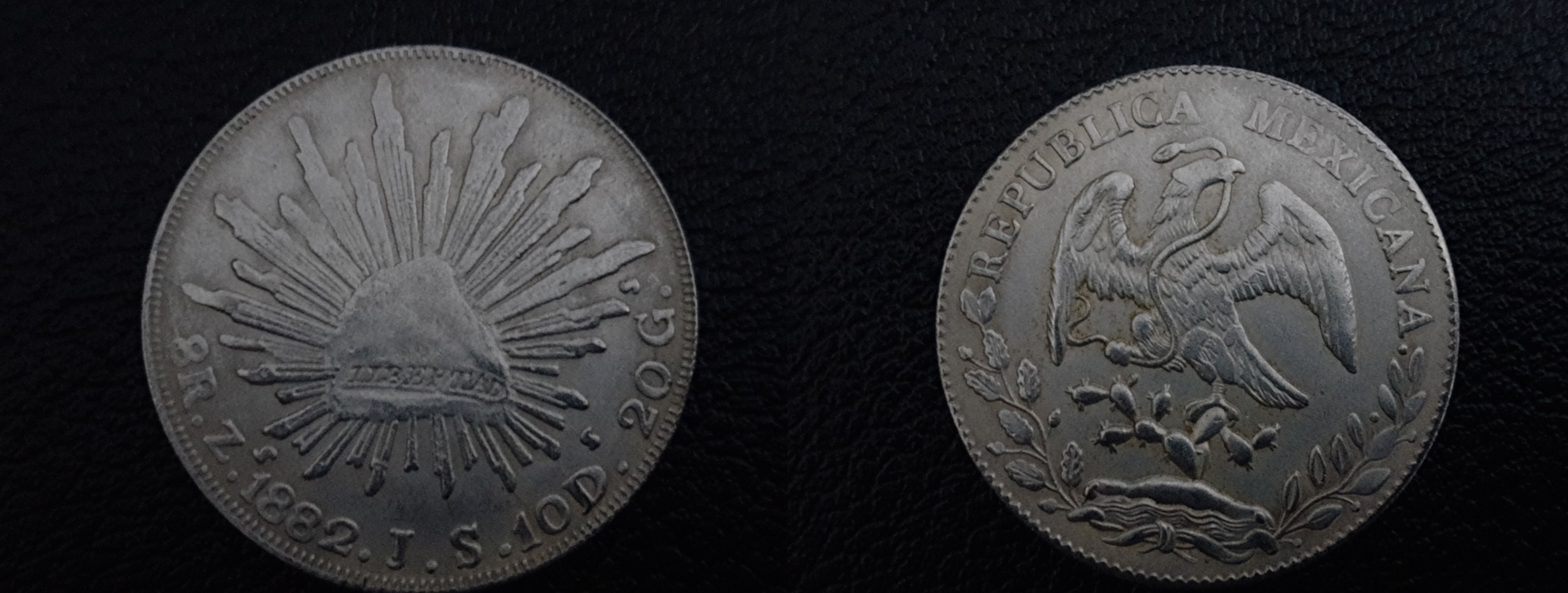 ソ*り様 メキシコ 8レアル銀貨 1898年 時代ニセ 貿易銀 ソ*り様