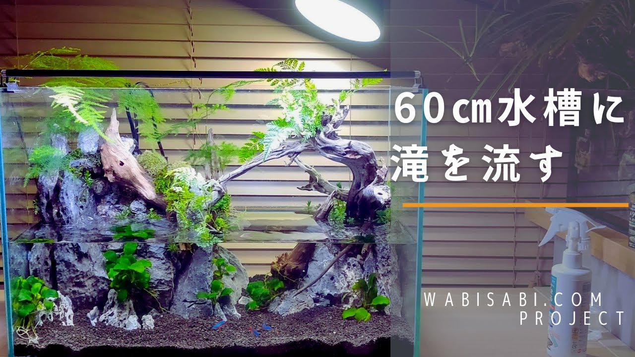 アクアテラリウムの作り方】30cm水槽に大きな滝を作る - YouTube