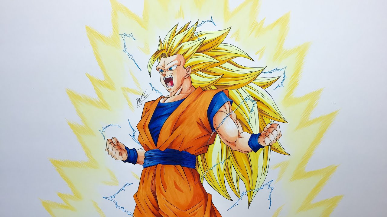 ドラゴンボール 三大スーパーサイヤ人 イラスト 30cm 額付き