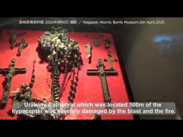 原爆投下後の浦上天守堂の石彫の残骸のオリジナルプリント 大変貴重