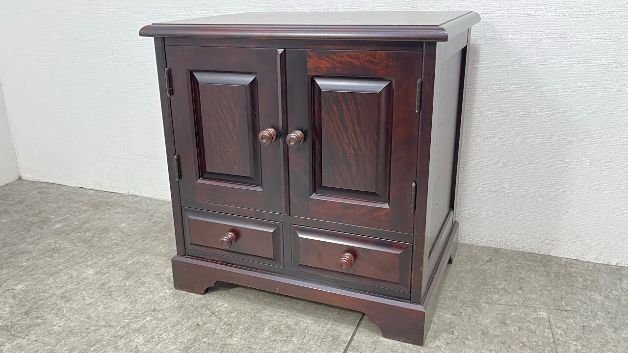 EIK49 北海道民芸家具 サイドキャビネット カバ材/樺材 飾り台 和モダン