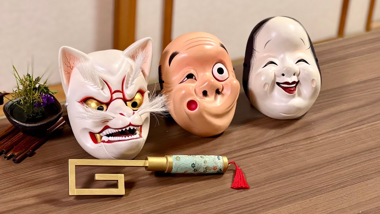 Know the meaning of the mask】Fox.Hyottoko.Okame #woodcarving