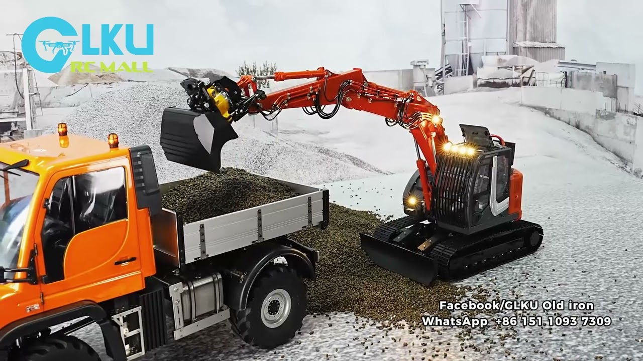 Super Frog 1/14 Hitachi ZX135US excavator and 1/10 Unimog U423 for