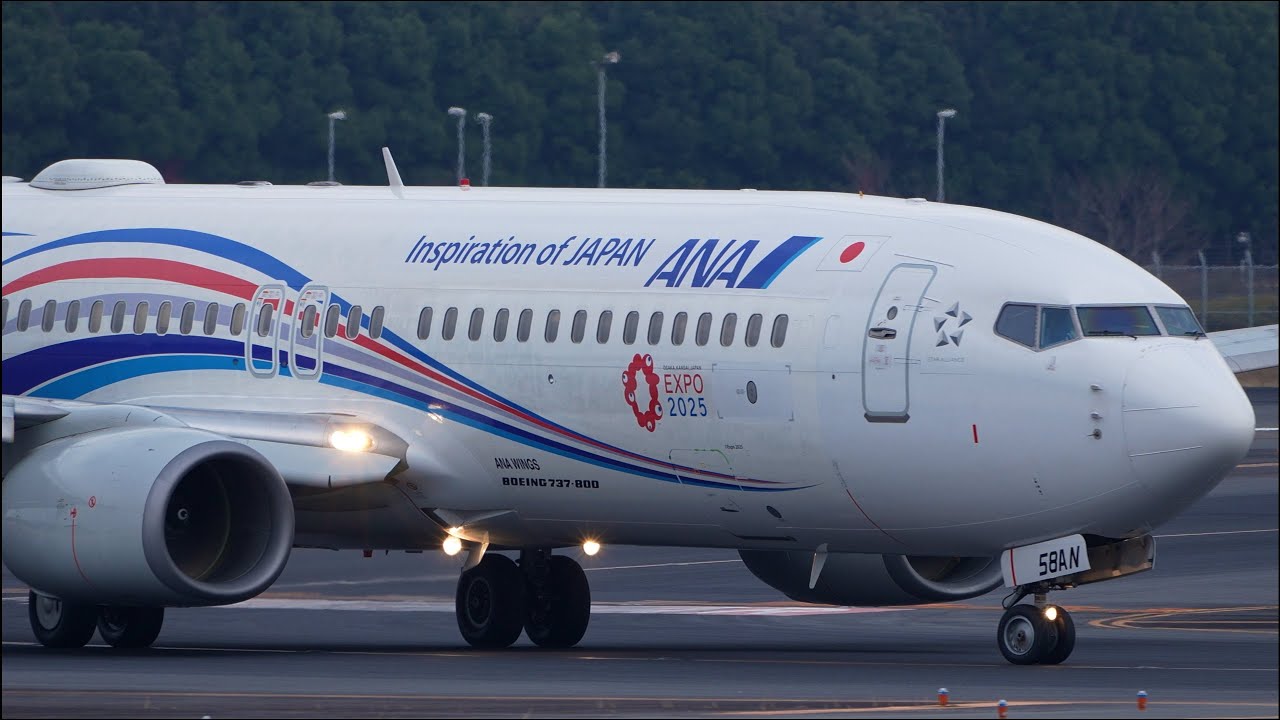 EXPO2025 ANA JET Boeing 737-800 JA58AN Landing at Narita 34R | ANA