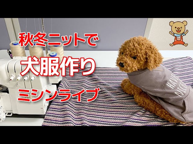 ミシンライブ】秋冬ニットで犬服作り - YouTube