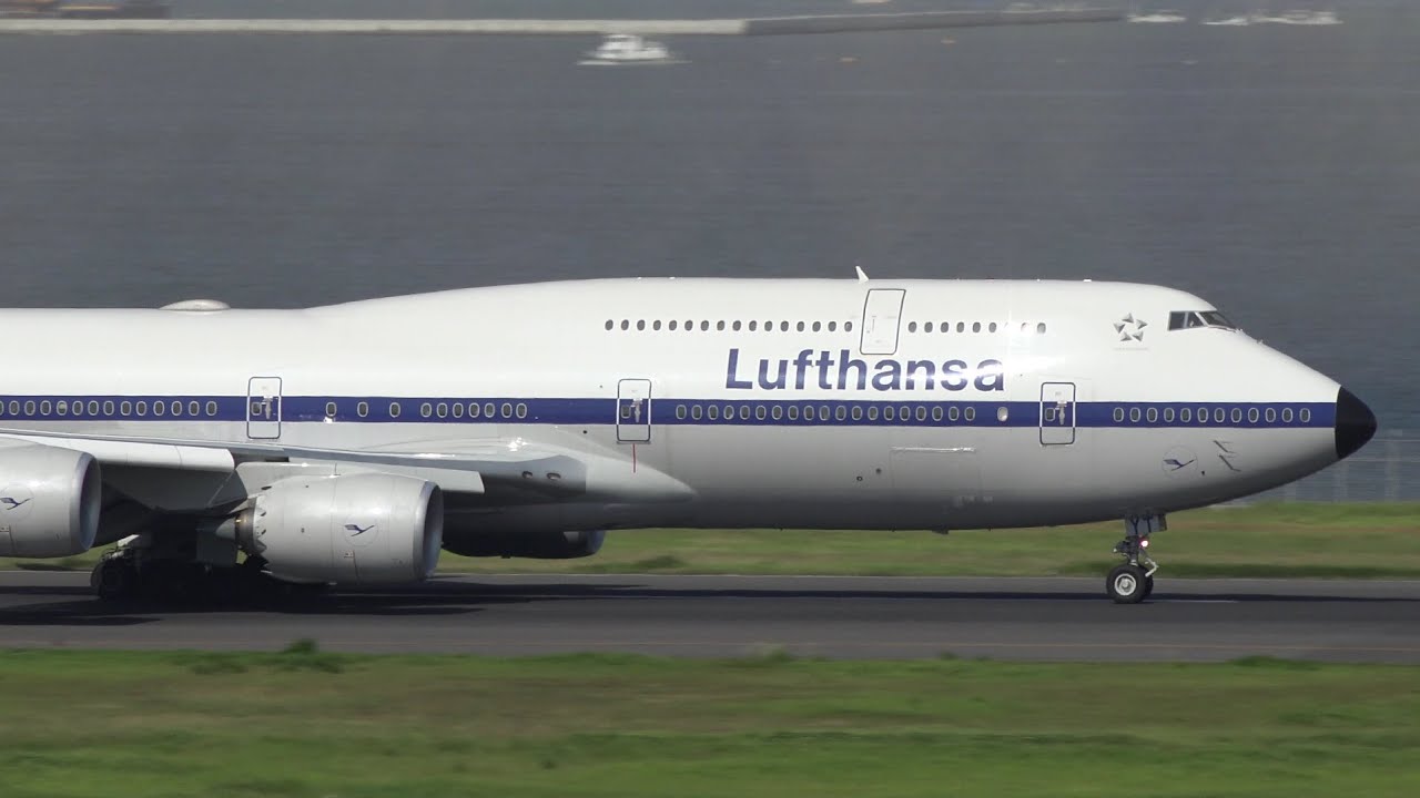 Lufthansa Retro Livery Boeing 747-8 D-ABYT Takeoff from HND 16L