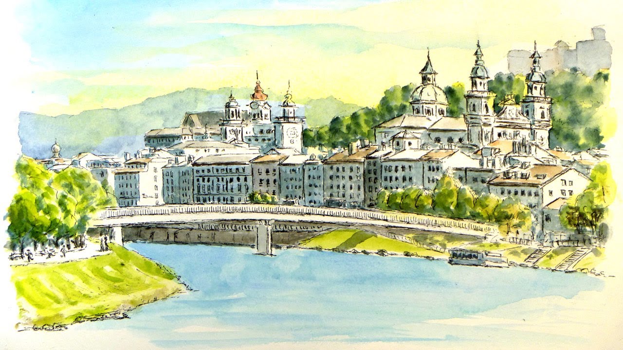 ヨーロッパの街並みはペンが生きる ／ ザルツブルク・ドイツ 【透明