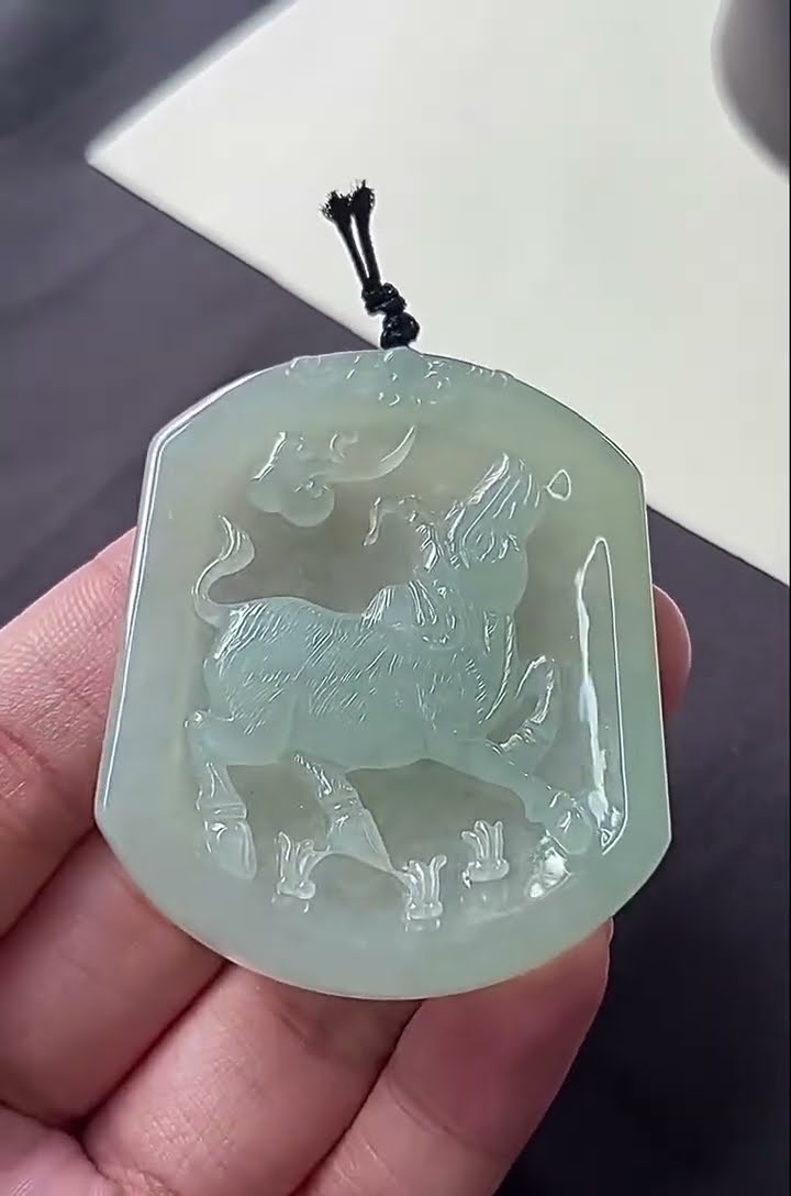 123310 翡翠生肖牛牌- YouTube