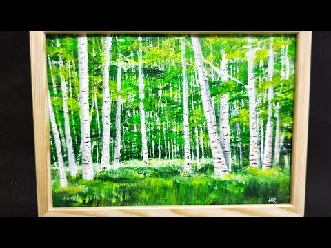 白樺の森 長野 油絵 F10 白樺の森 長野 油絵 F10 白樺の森 長野