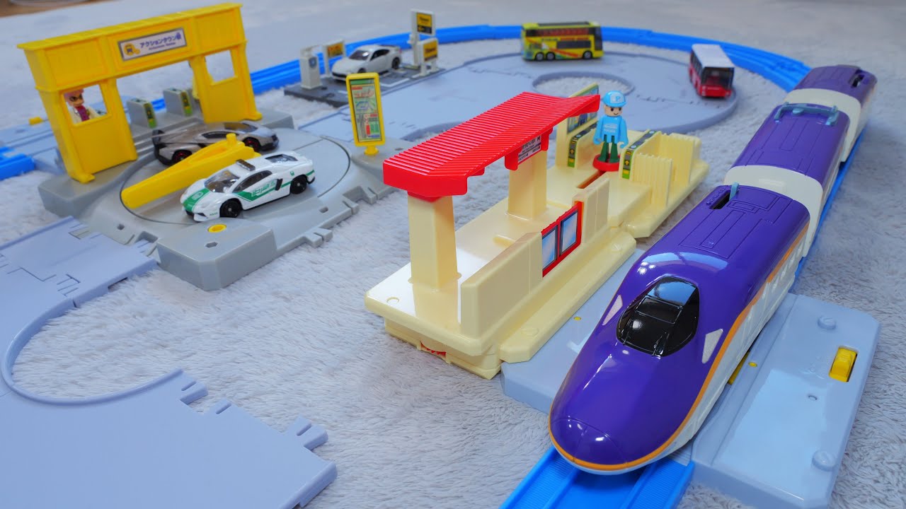 プラレール 電気制御で停止、走行----ホームドア駅を停車駅に改造1式