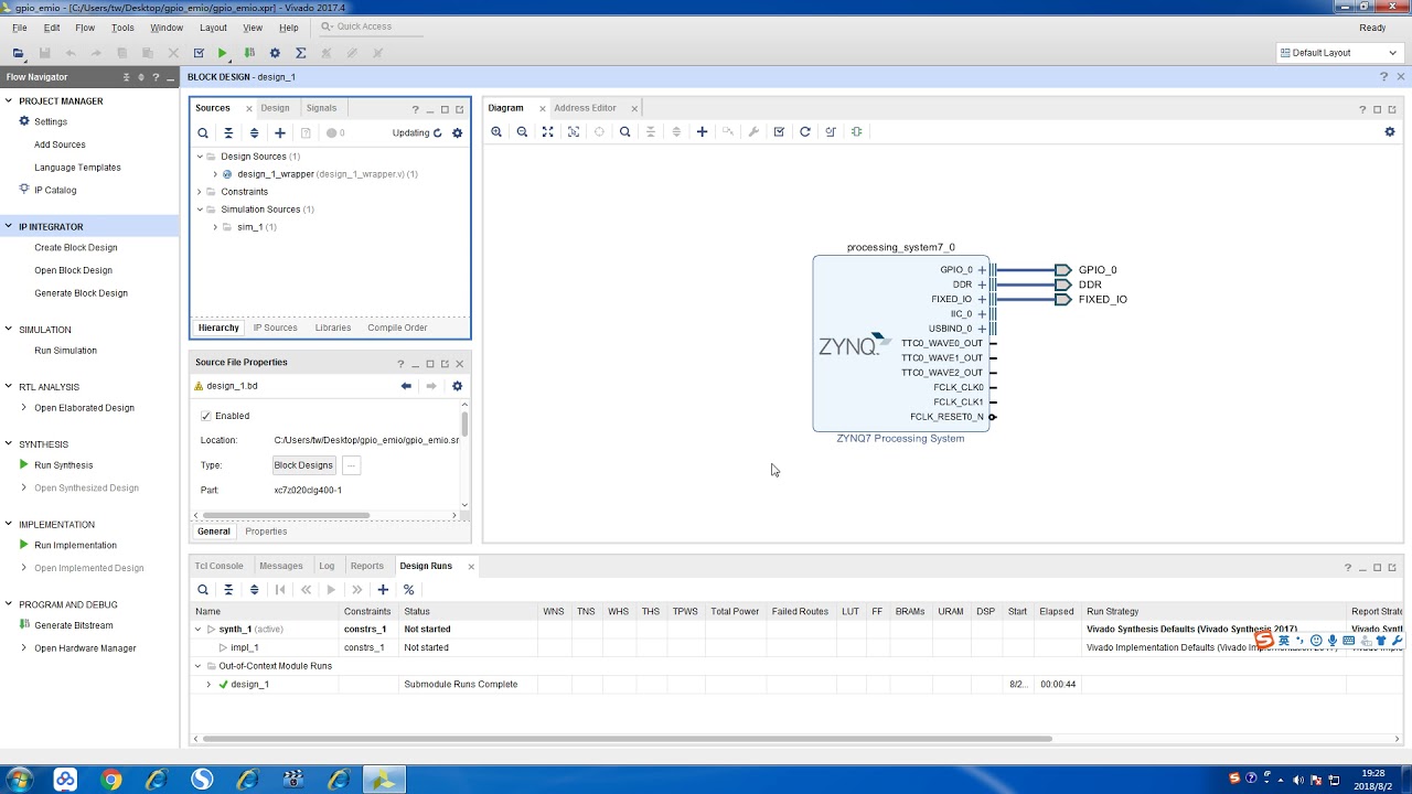 gpio emio project based on Xilinx zynq-7020 Z-turn board - YouTube