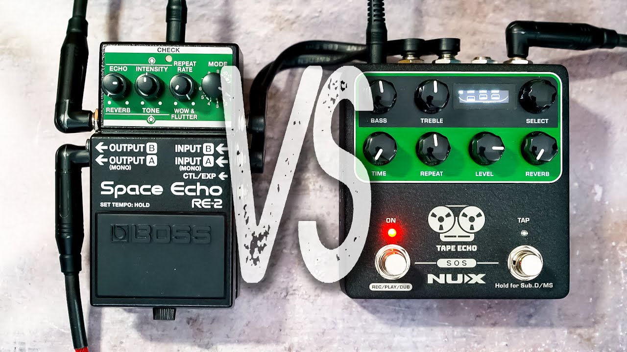 BOSS RE-2 Space Echo VS NUX NDD-7 Tape Echo // Comparison [NO TALK