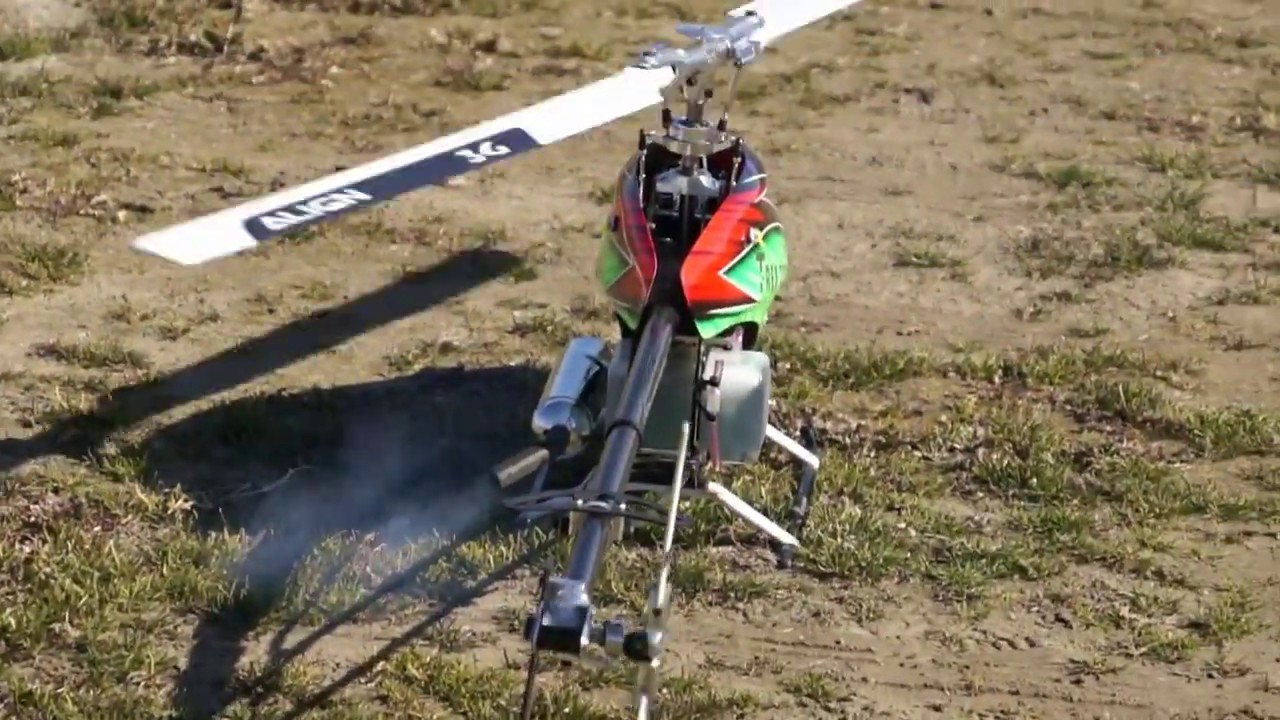 ラジコンヘリコプター グローエンジン機にガソリンエンジンを積んで