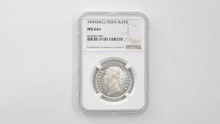 1840(B&C) イギリス領インド ヴィクトリア女王 1ルピー 銀貨 未使用
