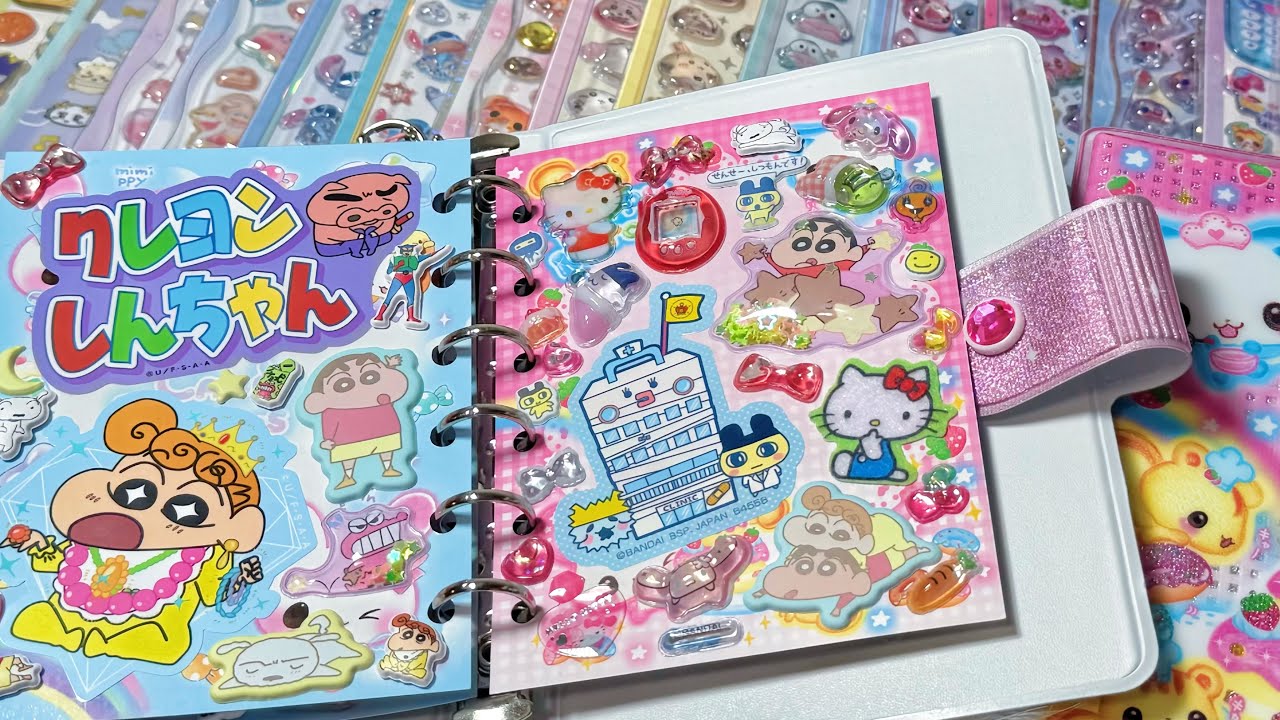 ASMR🎧】たまごっち、クレヨンしんちゃんのシール帳作ってみたよ