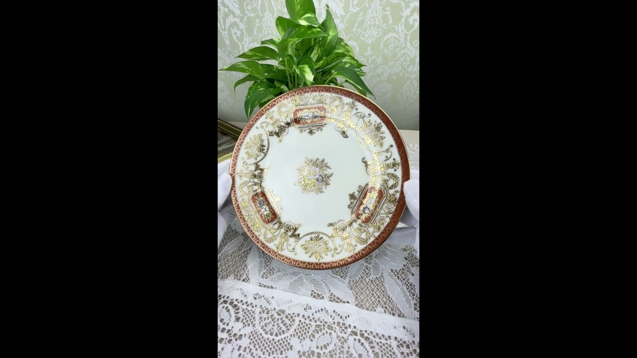 オールドノリタケ 花文朱窓図 金彩 カップ＆ソーサー トリオ マルキ印