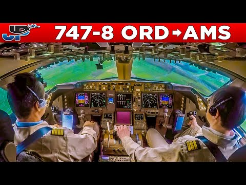 Air Bridge Boeing 747-8 Cockpit Chicago🇺🇸 to Amsterdam🇳🇱 - YouTube