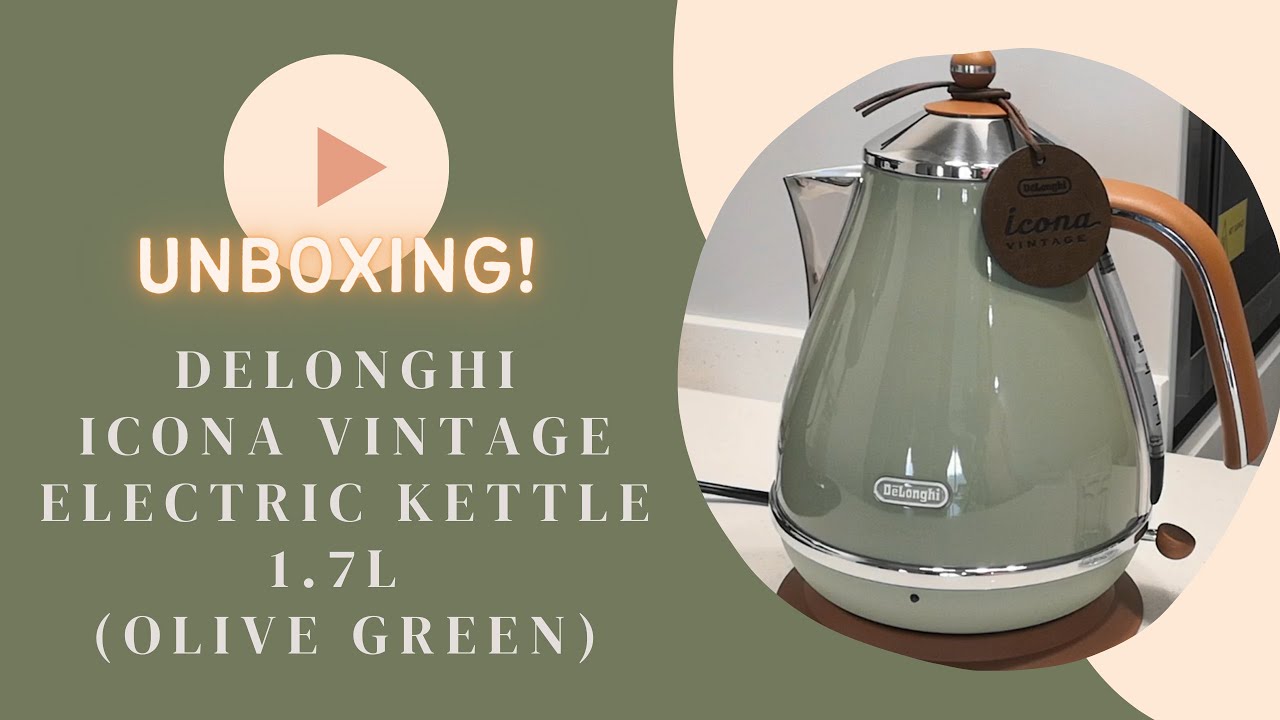 Unboxing Delonghi Icona Vintage Electric Kettle 1.7L (Olive Green