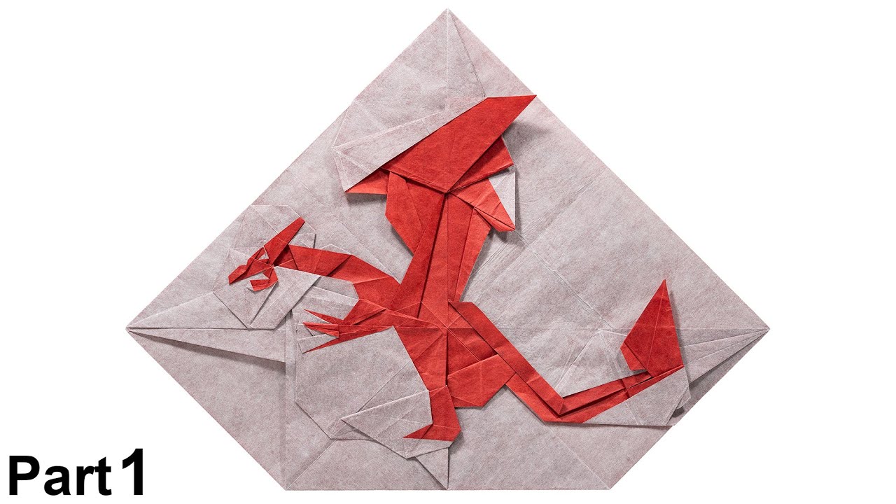 Origami Flat Dragon tutorial 4K (Nine / Mink) part 1 折り紙
