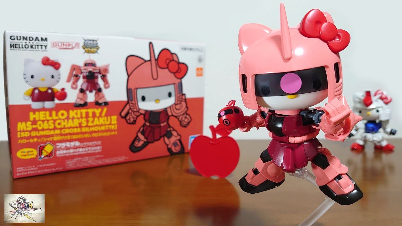 Hello Kitty and Char's Zaku combine! Comes with an apple, a