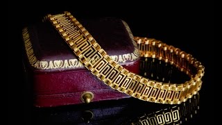 ベ*ン様 ギリシャ アテネの純金製ブレスレット、アンティーク美術工芸