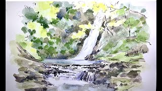 滝の鉛筆画 サイン入り八つ切り 滝の鉛筆画 サイン入り八つ切り