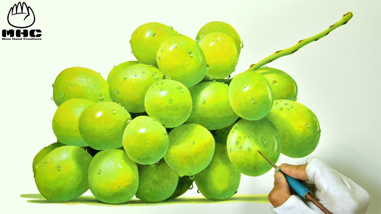 Shine Muscat Grape【Painting】シャインマスカット - YouTube