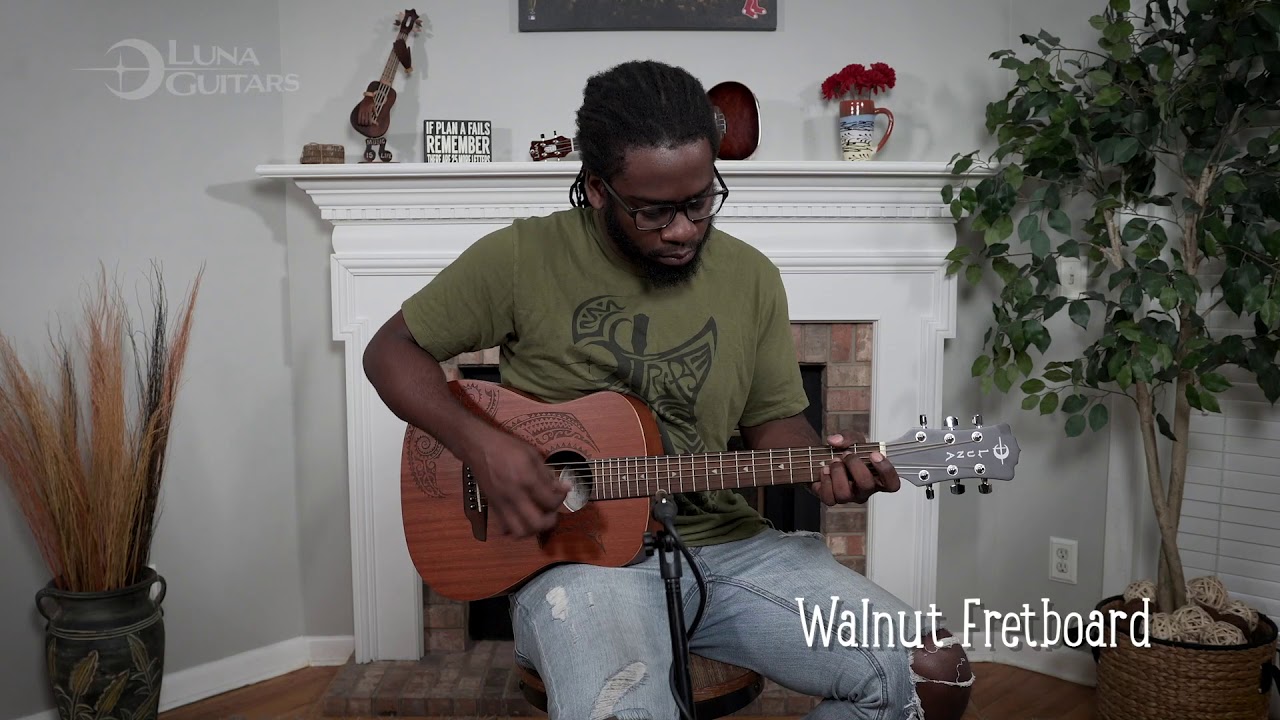 Luna Safari Tattoo Travel Guitar - YouTube