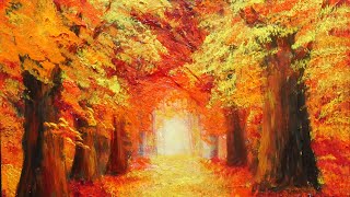 秋の風景 油彩画 秋日和》F4 油彩 #木 #樹 #油絵 #森 #風景