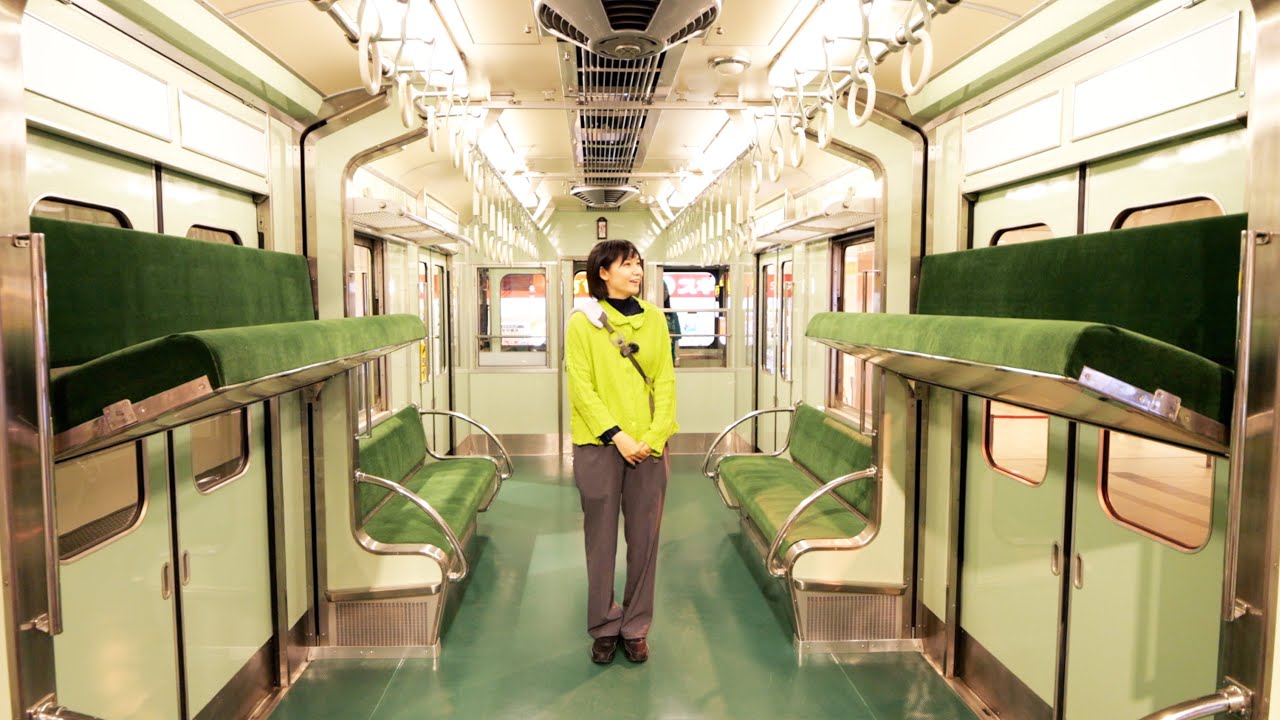 The Keihan 5000 series train with retractable seats is also on