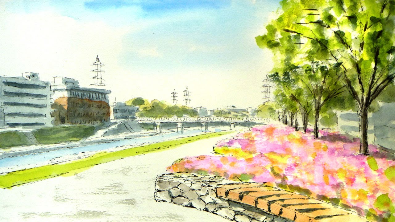 水彩画(風景)№176 水彩画(風景)№198 素敵な 水彩画(風景)№198 （透明水彩
