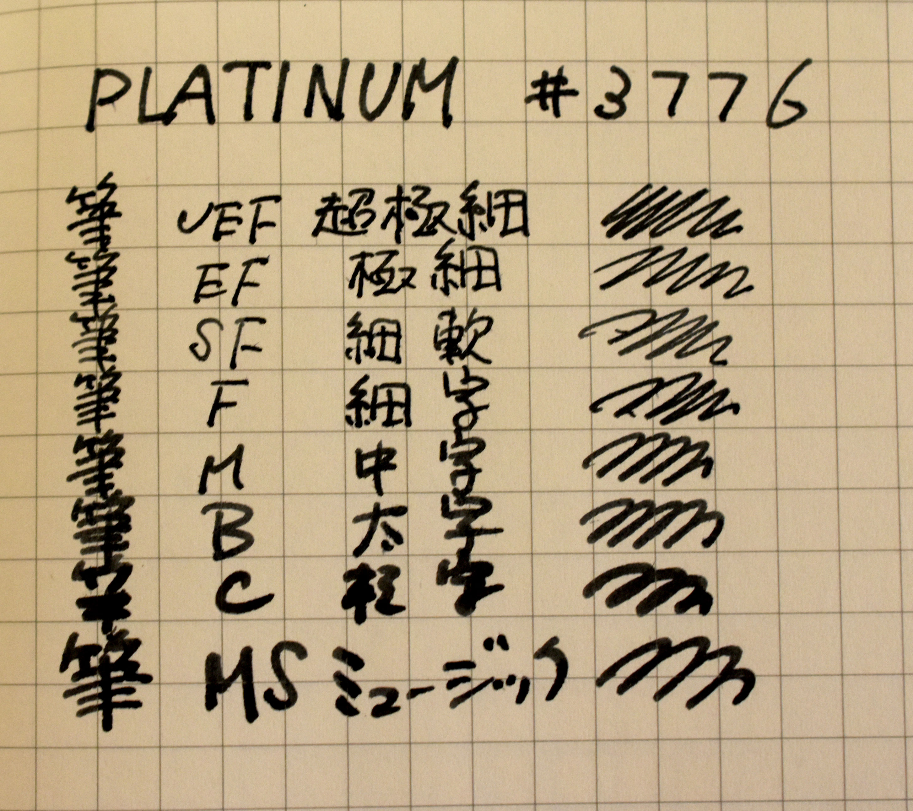 プラチナ万年筆ホワイトタイガー字幅SF