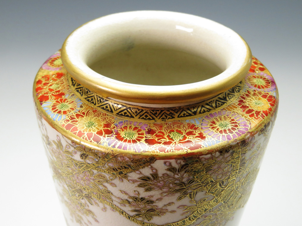 薩摩焼 古薩摩金襴手彩色 戦国武将図柄 大花瓶 古美術 【公式通販】