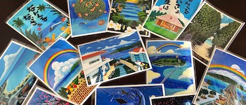 運天 肇 プリント絵（2L）屋根から眺める虹 | tinto＊tintoマーケット