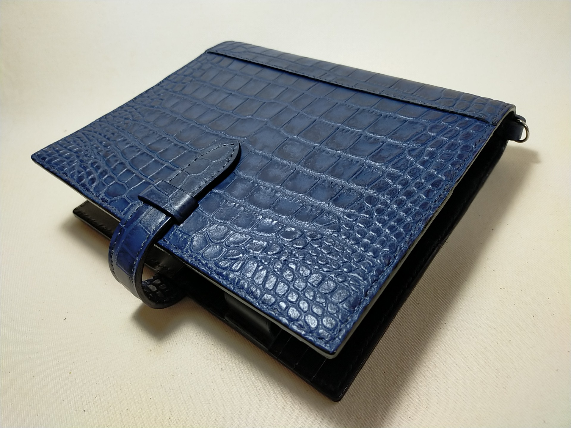 システム手帳A5型押クロコ革ネイビー220628 | 革工房ノーツオーダー