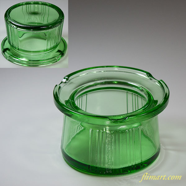 マルティグラス 灰皿 レトロ オレンジ花柄 グリーン マルティグラス