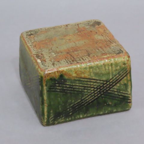 北大路魯山人 織部四方灰落 KITAOJI ROSANJIN Ashtray,Oribe glaze