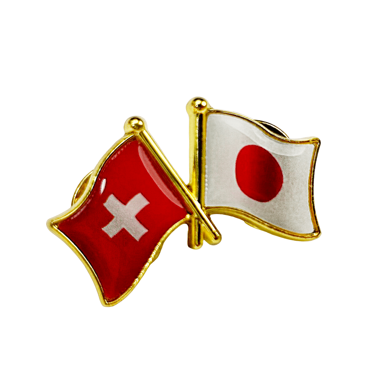 国旗ピンバッジ ダブル国旗 友好バッジ 日本とスイス - Tokin Inc