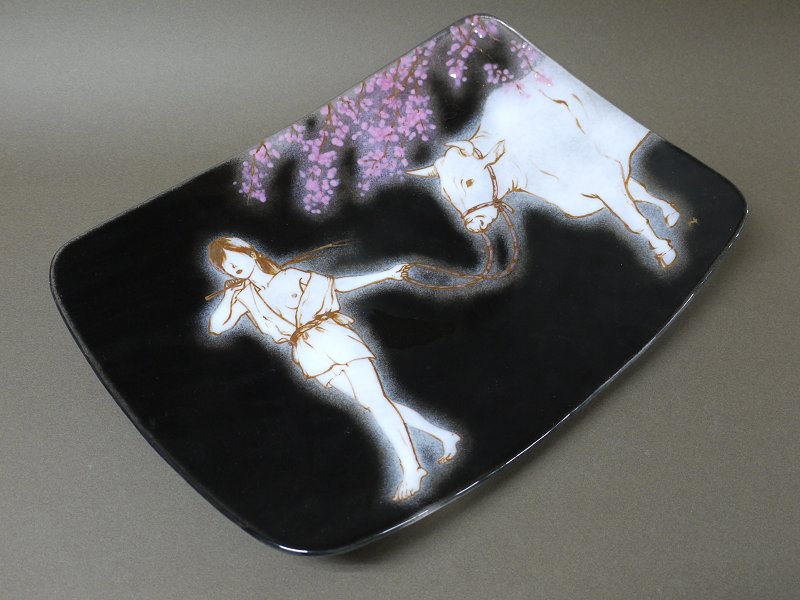 グラス工房達風 | 1515フュージング画絵皿「十牛図：10枚組」- 販売中 –